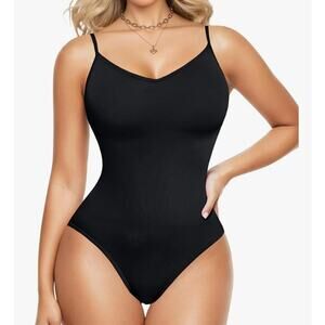Body Suit Tummy Control Seamless Shapewear V Neck Body Shaper BLACK SIZE 2XL